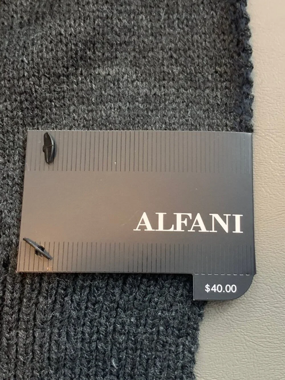 Alfani Men's 100% Acrylic Knit Reversible Scarf, Navy Blue to Charcoal, One Size